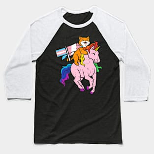 Transgender Flag Cat Unicorn Trans Pride  Lgbt Baseball T-Shirt